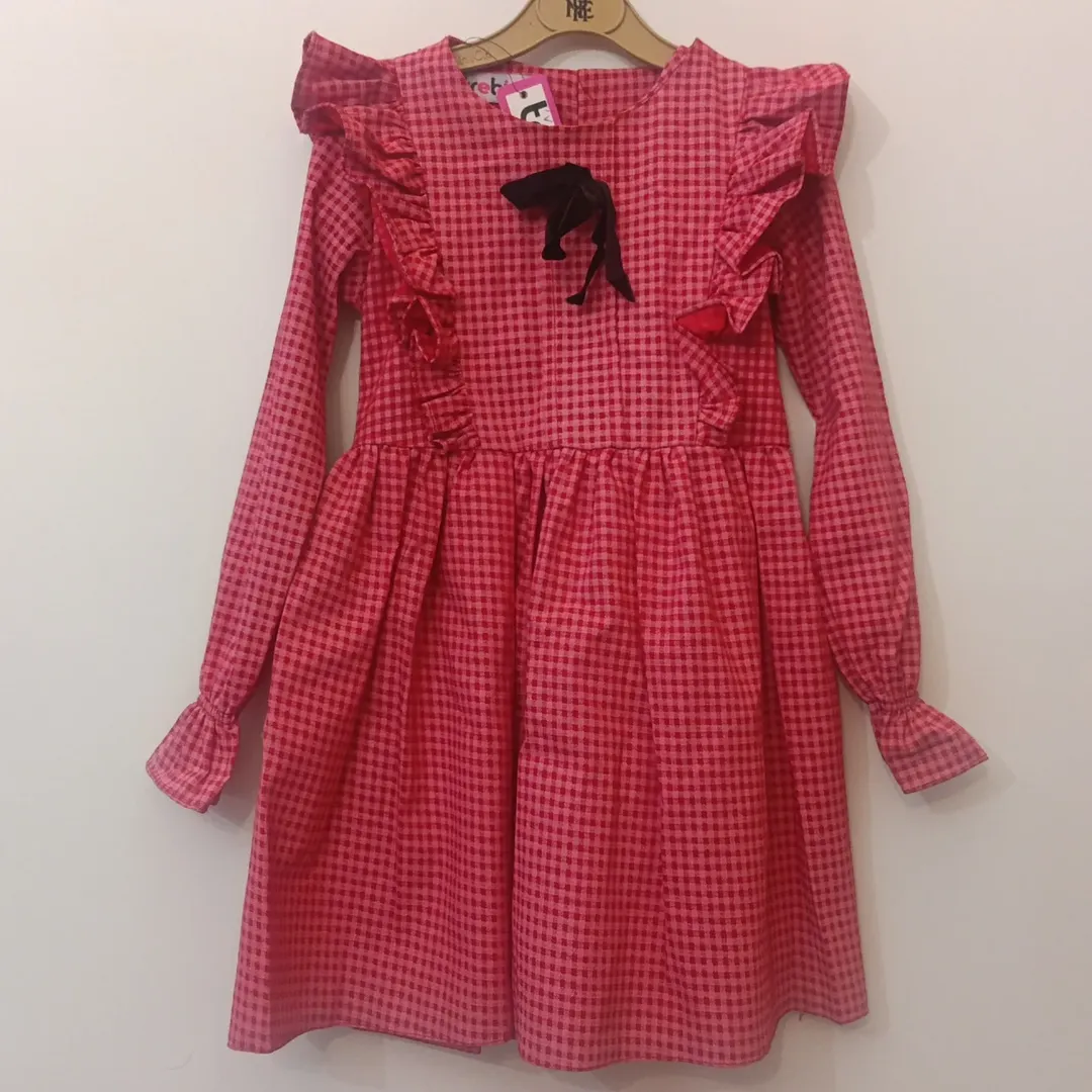 پیراهن دخترانه چهارخانه تک سایز