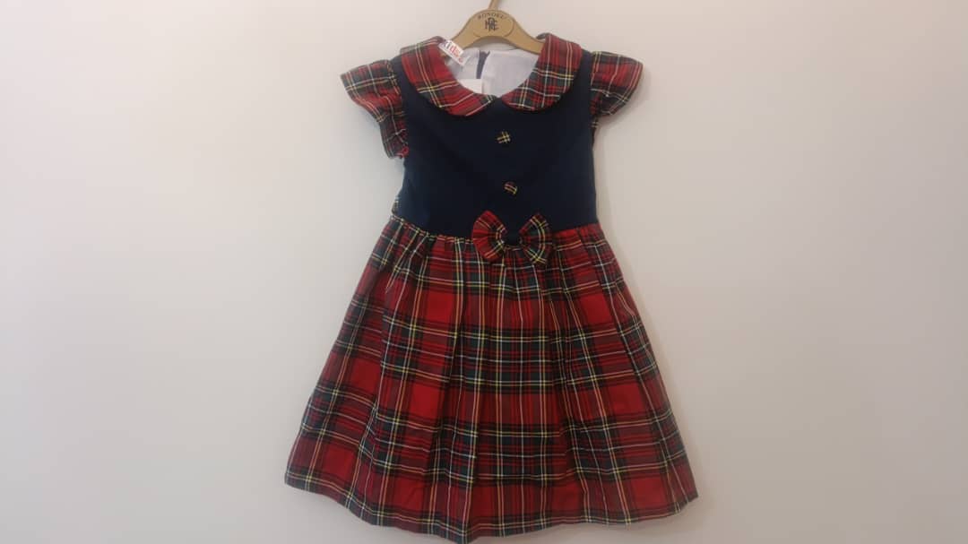 سارافون دخترانه چهارخانه بدون آستین